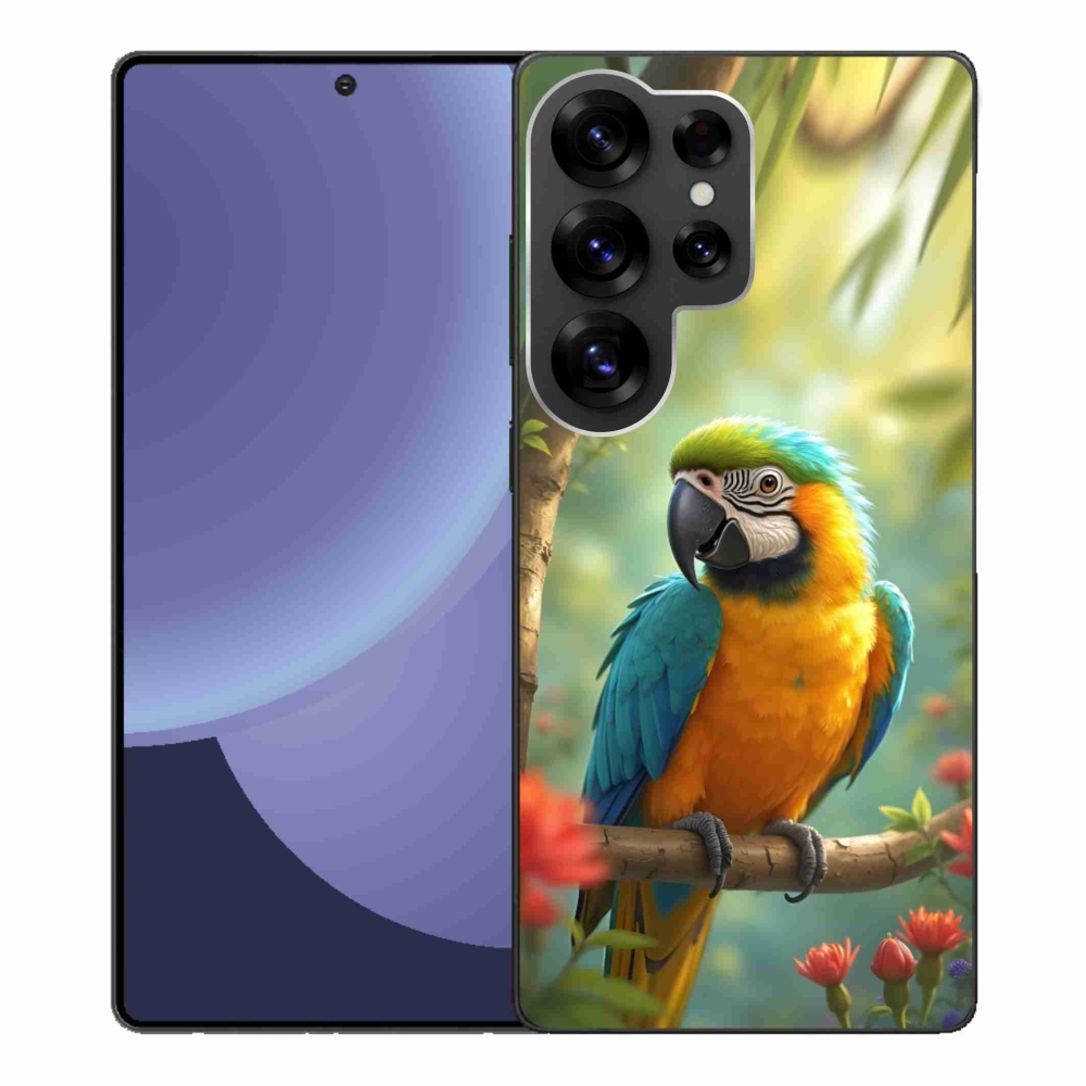 Zselés borítás mmCase Samsung Galaxy S25 Ultra - papagáj ara kék és sárga