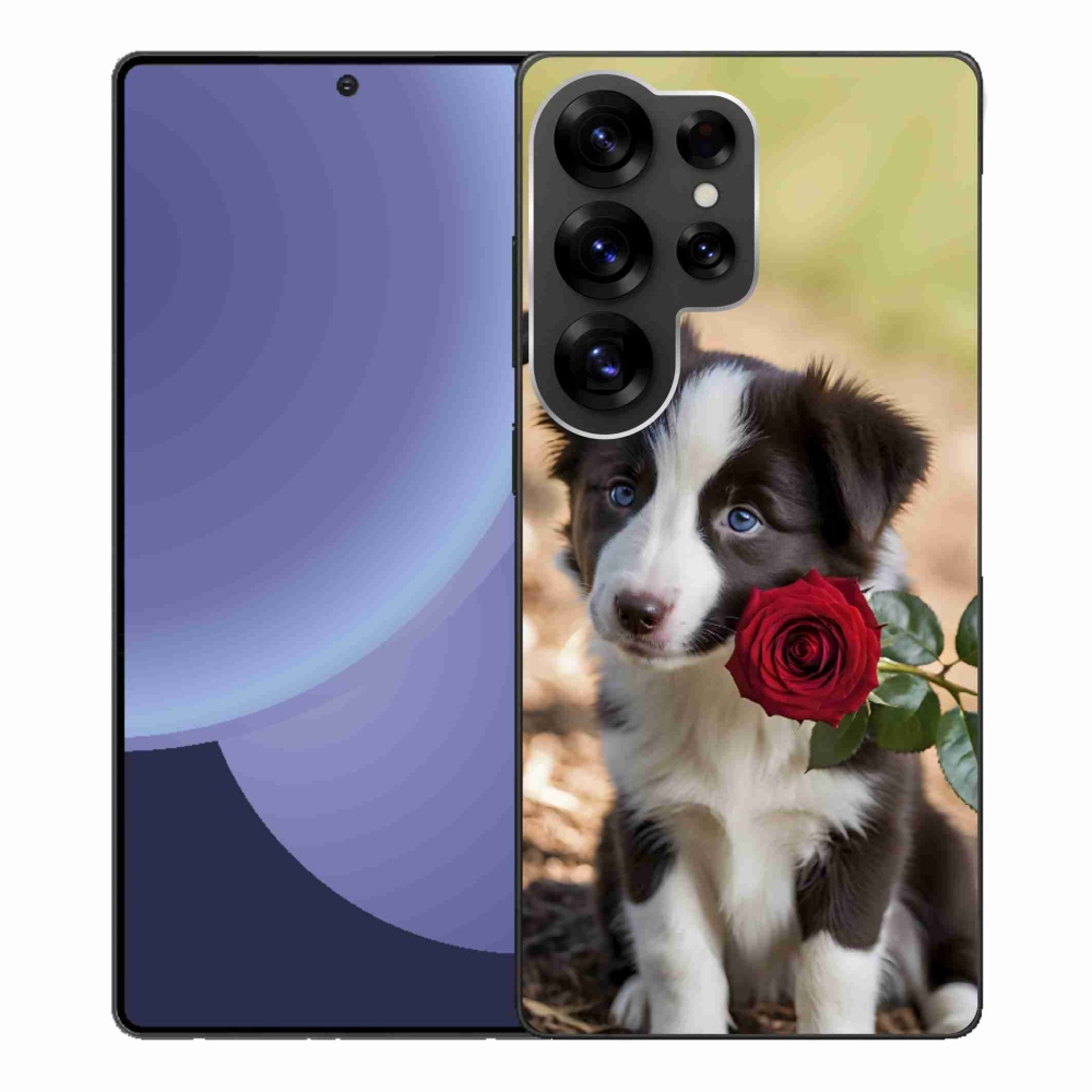Gél borítás mmCase Samsung Galaxy S25 Ultra készülékhez - aranyos border collie rózsával