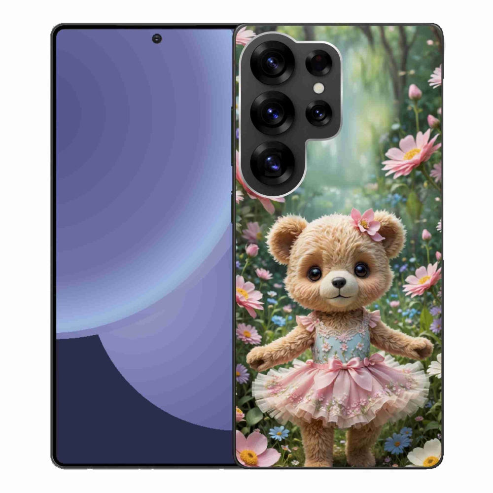 Gél borítás mmCase Samsung Galaxy S25 Ultra készülékhez - aranyos mackó virágokkal