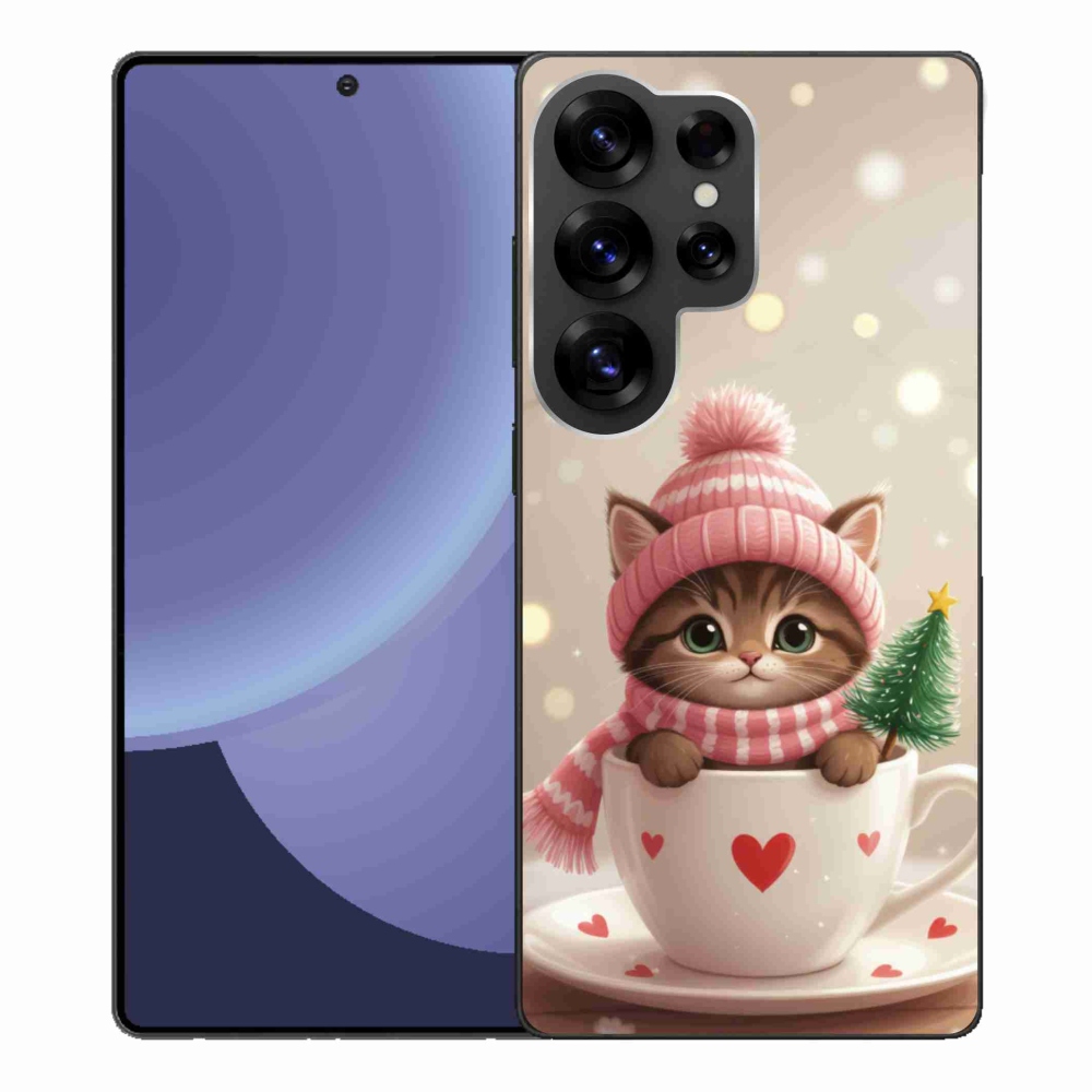 Gél borítás mmCase Samsung Galaxy S25 Ultra készülékhez - Karácsonyi cica a csészében