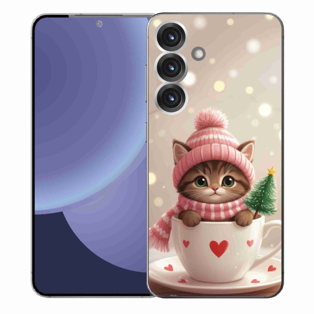 Gél borítás mmCase Samsung Galaxy S25+ készülékhez - Karácsonyi cica a csészében