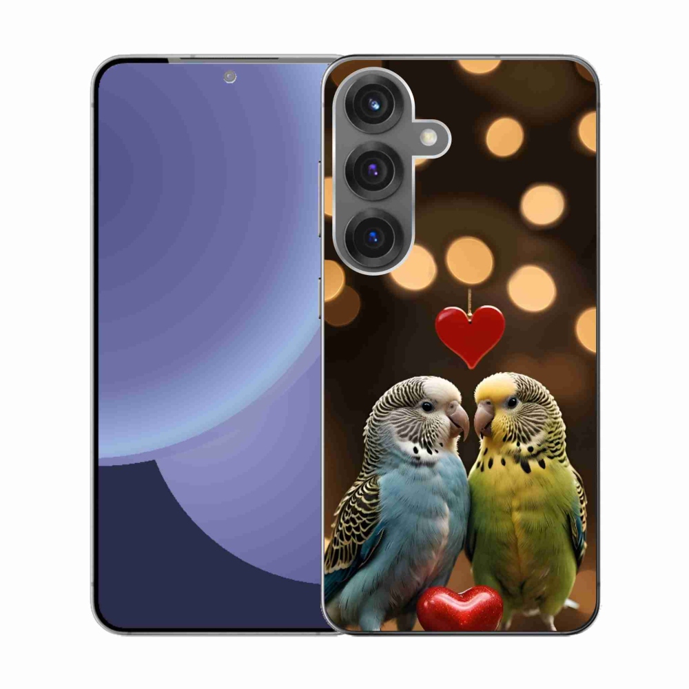 Gél borítás mmCase Samsung Galaxy S25 készülékhez - szerelmes papagájok