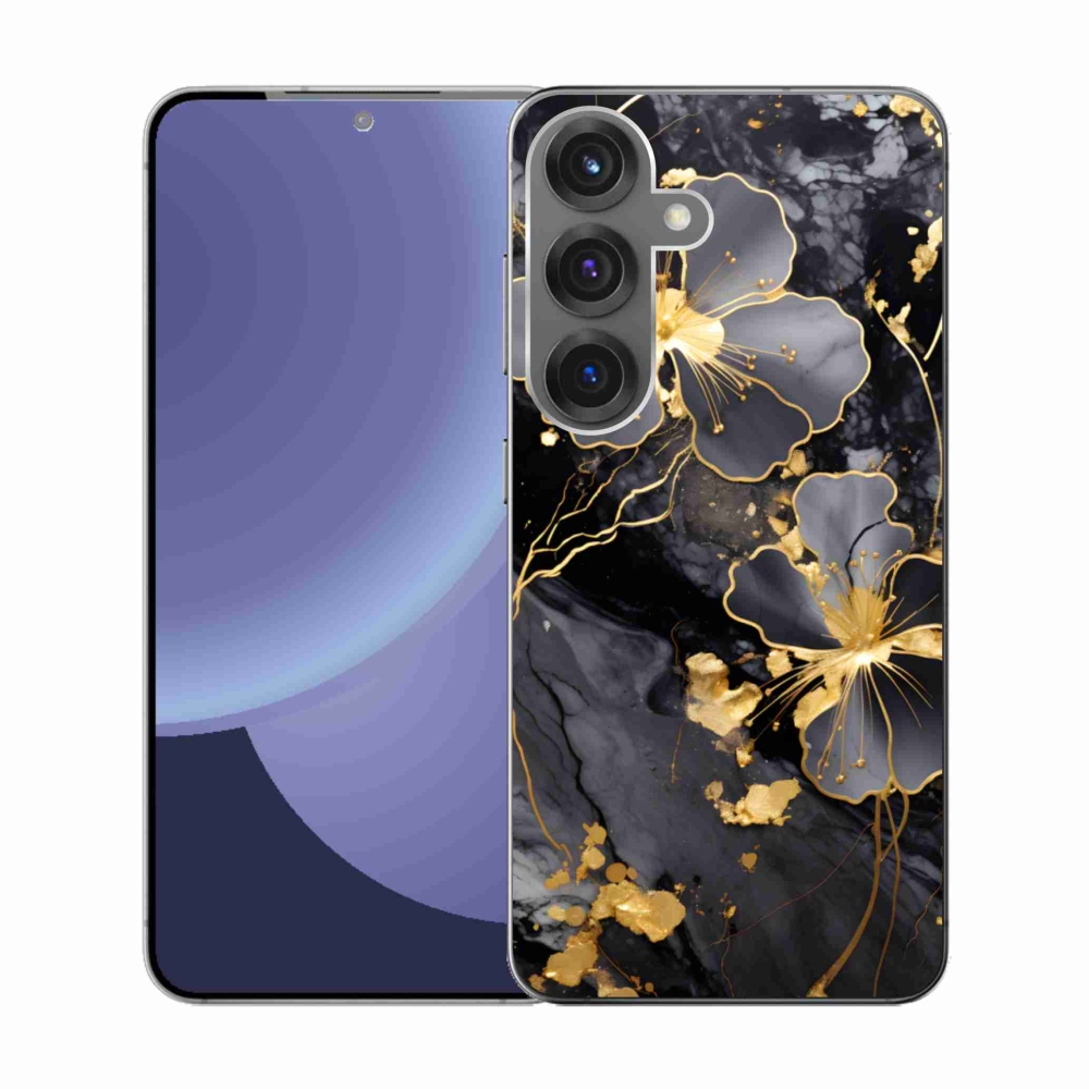 Gél védőhuzat mmCase Samsung Galaxy S25 készülékhez - arany virágok