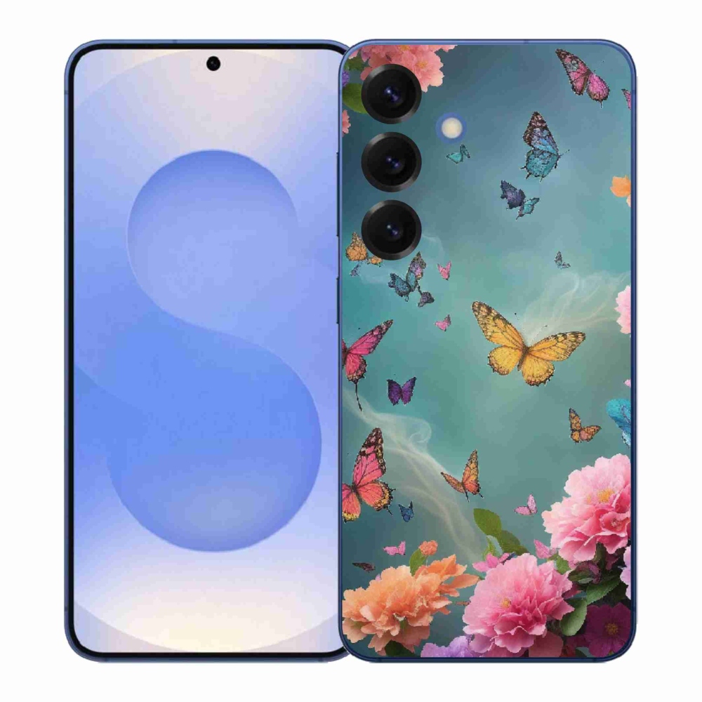 Gél borítás mmCase Samsung Galaxy S26+ - színes virágok és pillangók