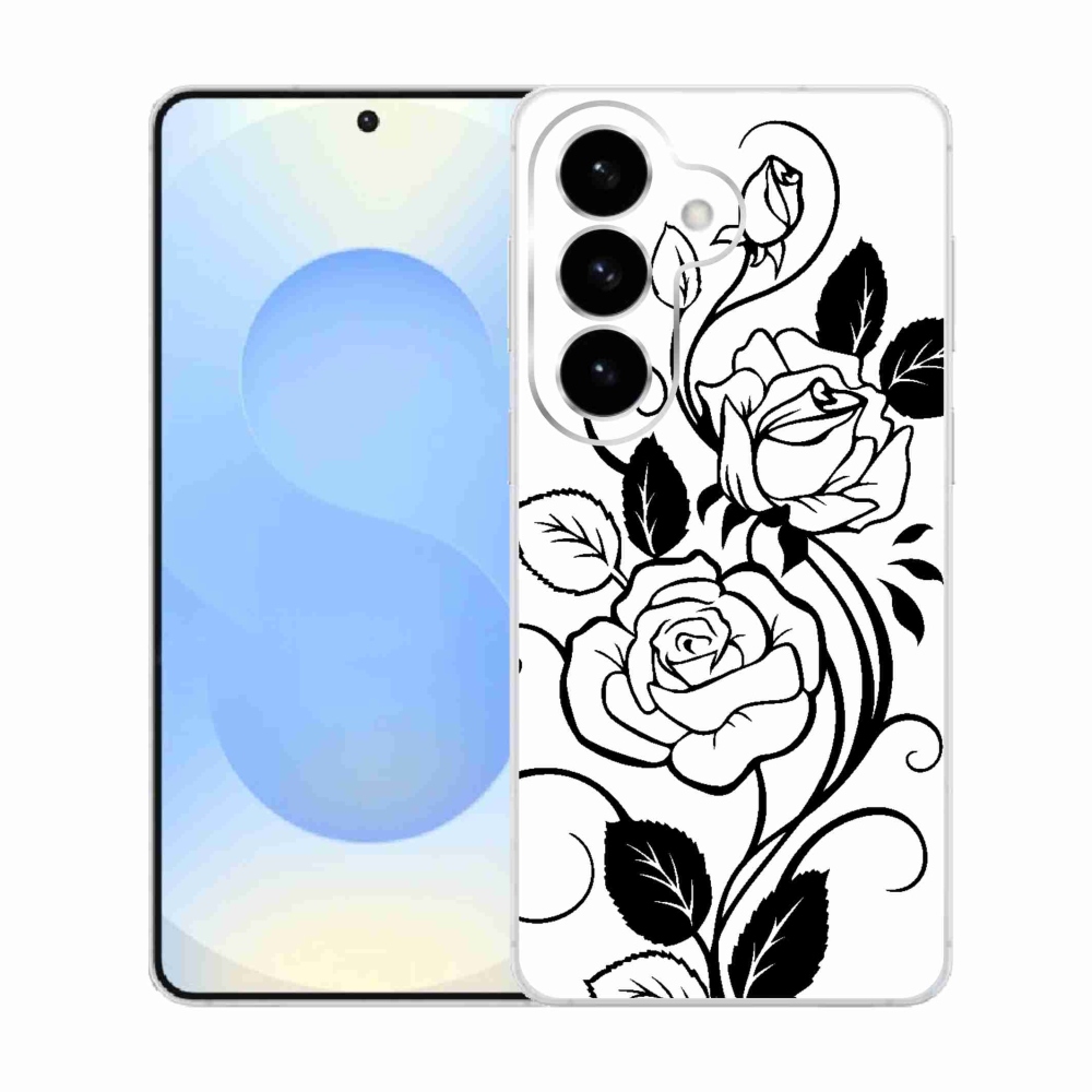 Zselés borítás mmCase Samsung Galaxy S26 készülékhez - fekete és fehér rózsa