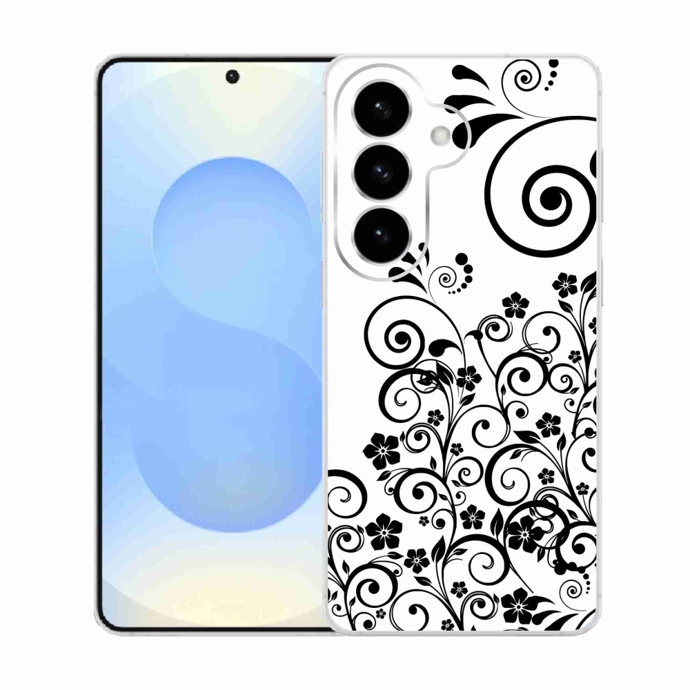 Zselés borítás mmCase Samsung Galaxy S26 készülékhez - fekete és fehér virágminták