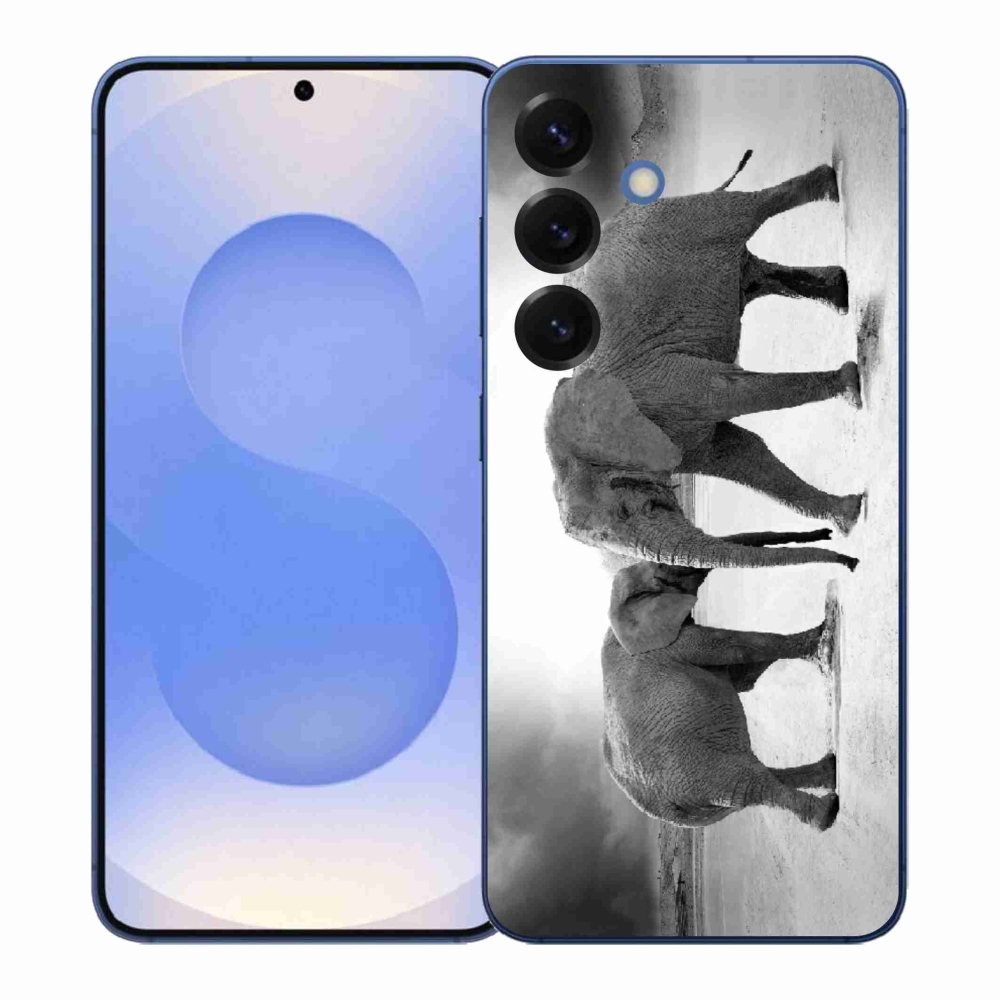 Gél borítás mmCase Samsung Galaxy S26+ készülékhez - fekete és fehér elefántok