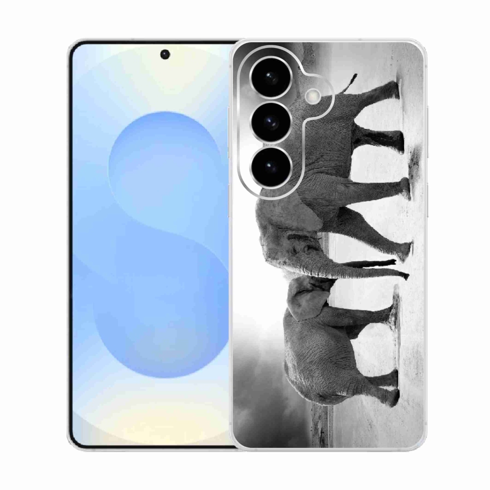Gél borítás mmCase Samsung Galaxy S26 készülékhez - fekete és fehér elefántok