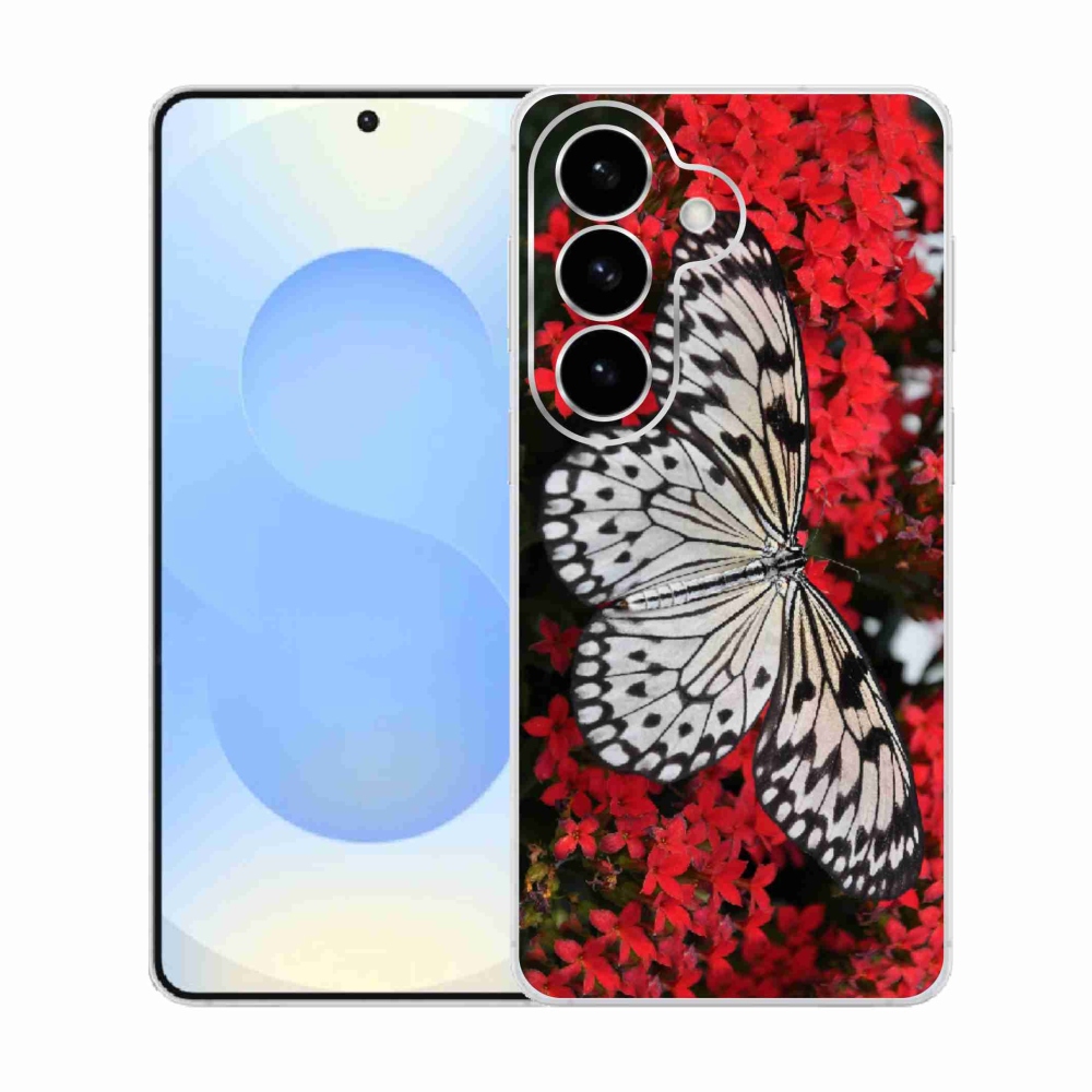 Zselés borítás mmCase Samsung Galaxy S26 - fekete-fehér pillangó 1