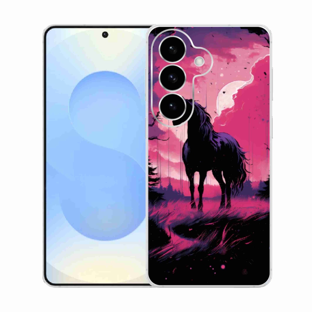 Zselés borítás mmCase Samsung Galaxy S26 - fekete rajzfilm ló 1