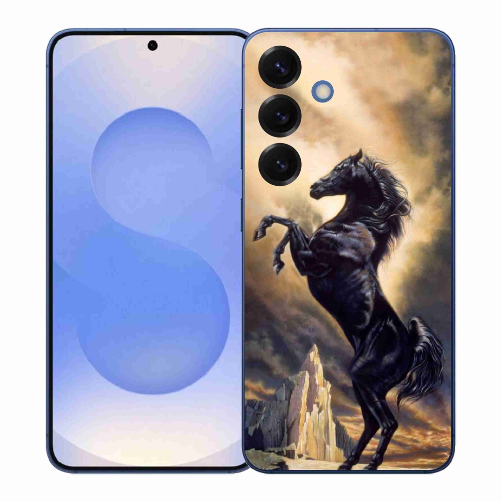 Zselés borítás mmCase Samsung Galaxy S26+ - fekete rajzfilm lóhoz