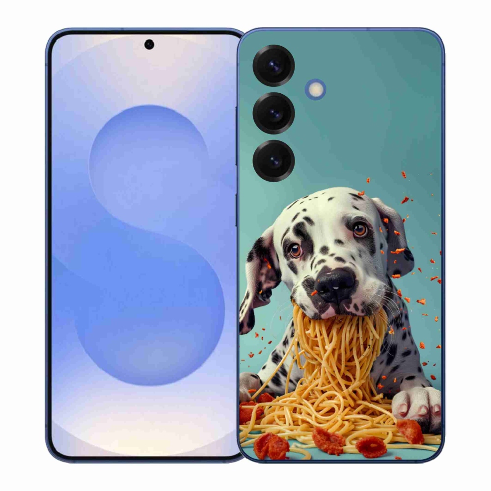Zselés borítás mmCase Samsung Galaxy S26+ készülékhez - Dalmata és spagetti
