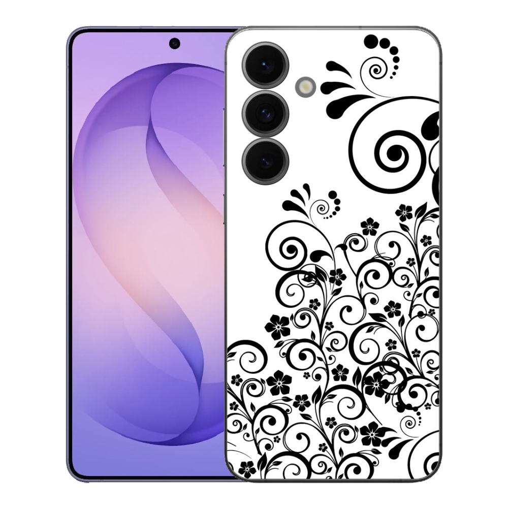 mmCase gél tok a Samsung Galaxy S26 FE-hez – fekete-fehér virágminták