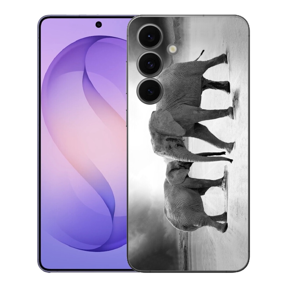 mmCase gél tok a Samsung Galaxy S26 FE-hez – fekete-fehér elefántok
