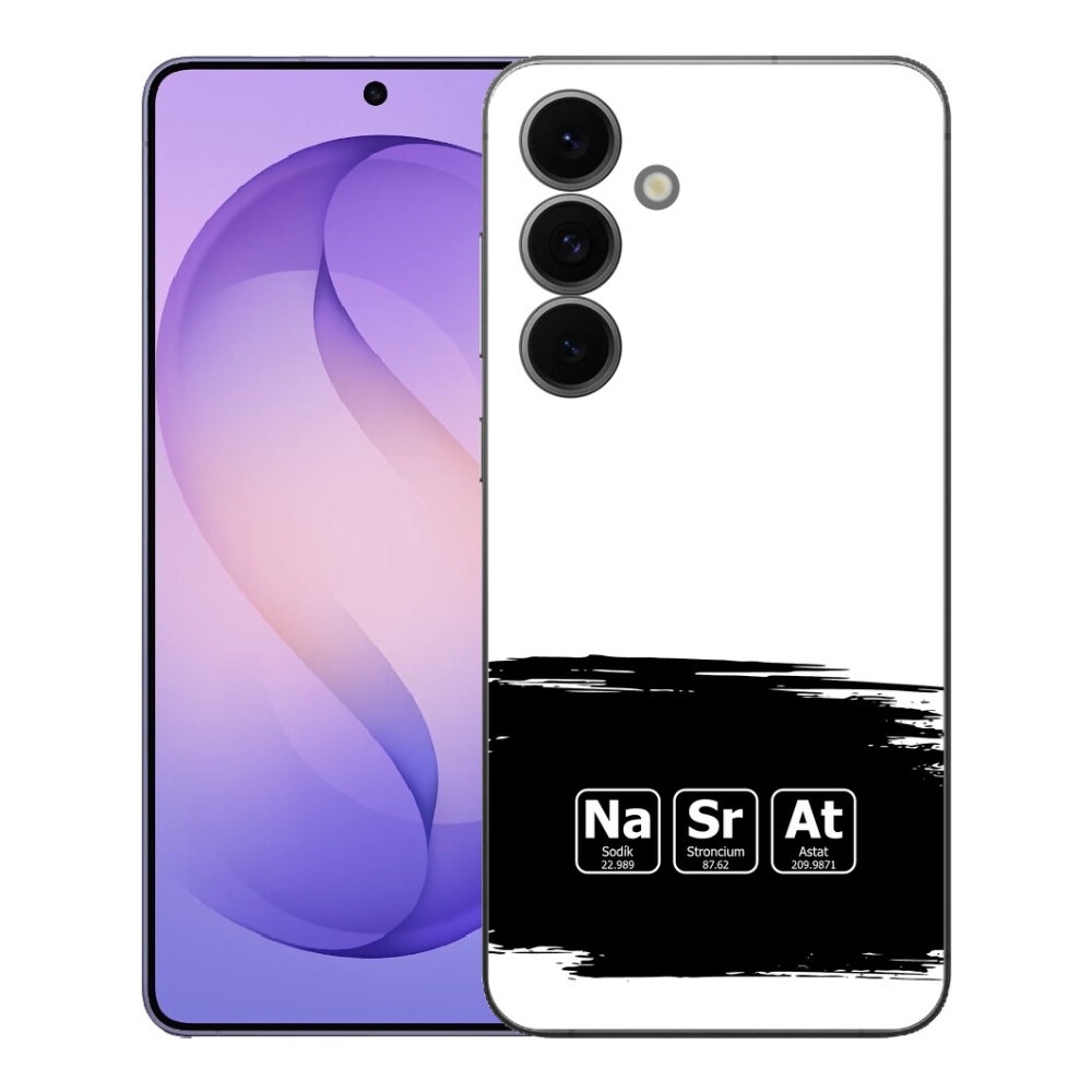 mmCase géltok a Samsung Galaxy S26 FE-hez – kémiai elemek fekete-fehér háttérrel