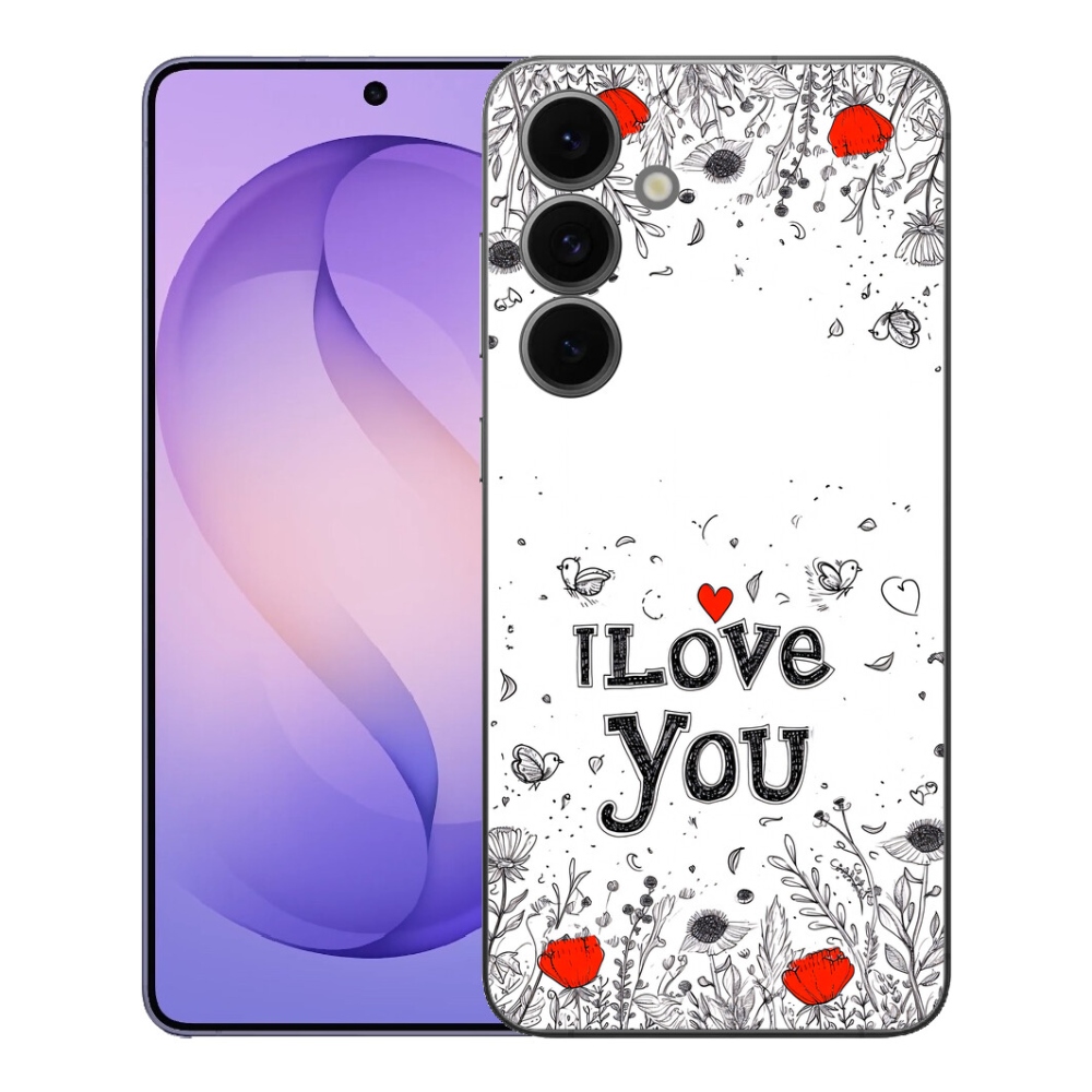 mmCase gél tok a Samsung Galaxy S26 FE-hez – „I love you” fehér háttérrel