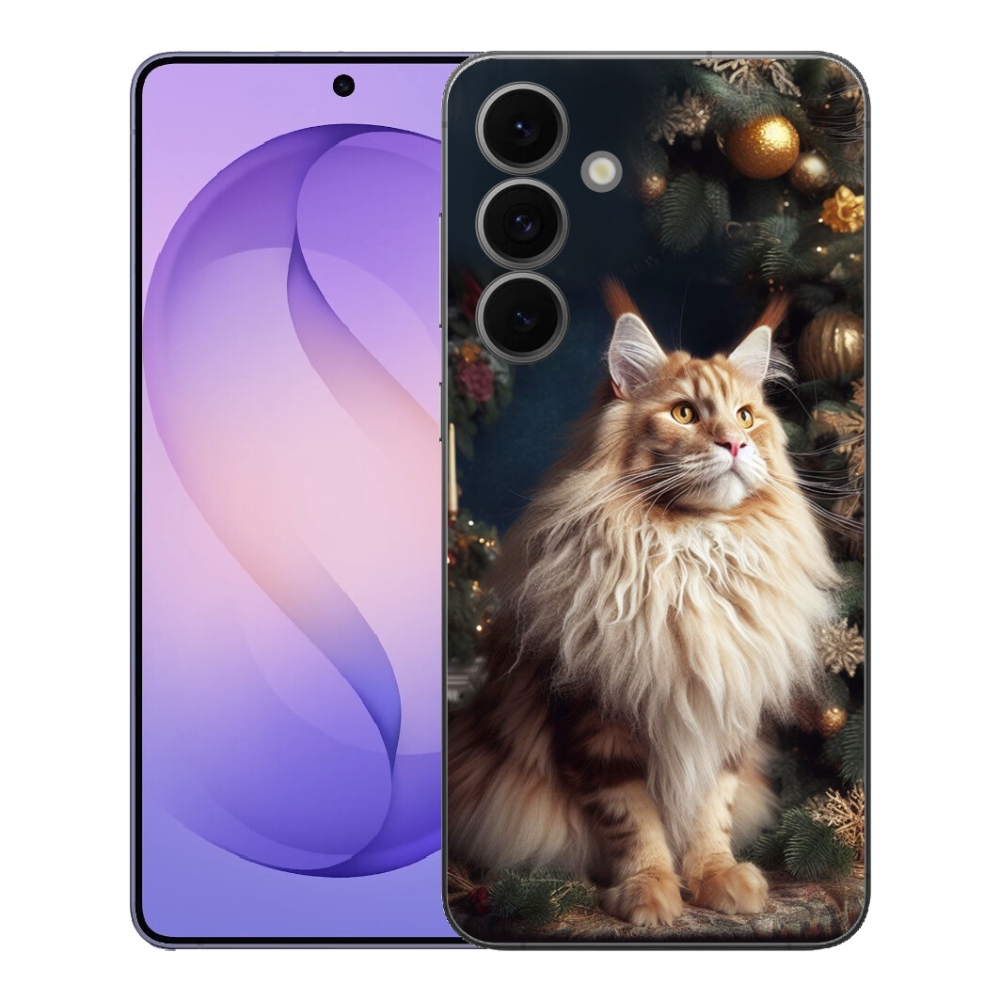 mmCase géltok a Samsung Galaxy S26 FE-hez – macska a karácsonyfa mellett