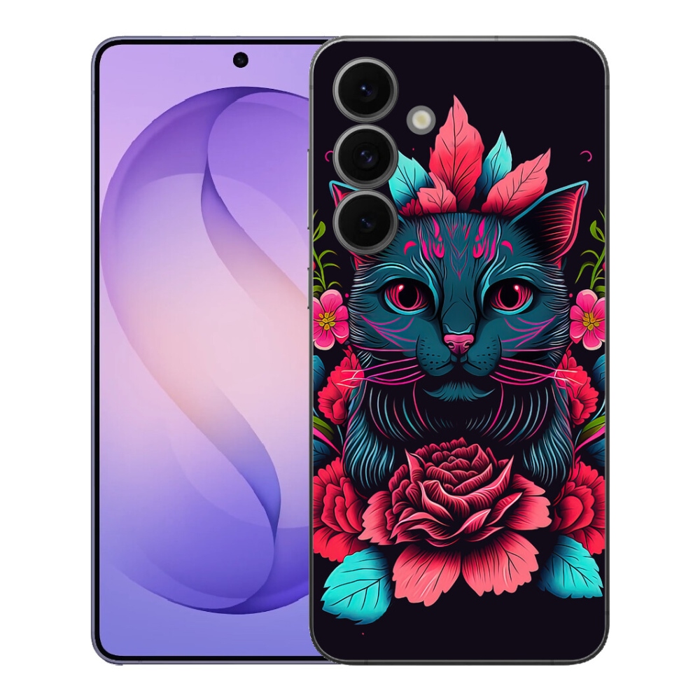 mmCase gél tok a Samsung Galaxy S26 FE-hez – virágok és macska