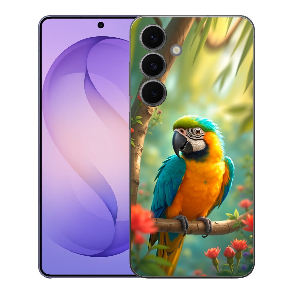 mmCase géltok a Samsung Galaxy S26 FE-hez – kék-sárga ara papagáj