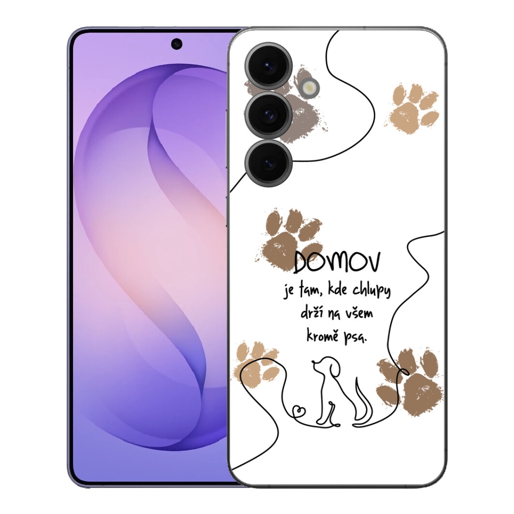 mmCase gél tok a Samsung Galaxy S26 FE-hez – kutyás motívum, fehér háttér