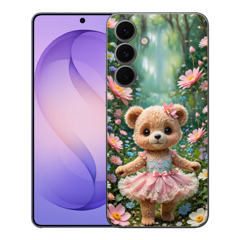 mmCase gél tok a Samsung Galaxy S26 FE-hez – aranyos mackó virágok között