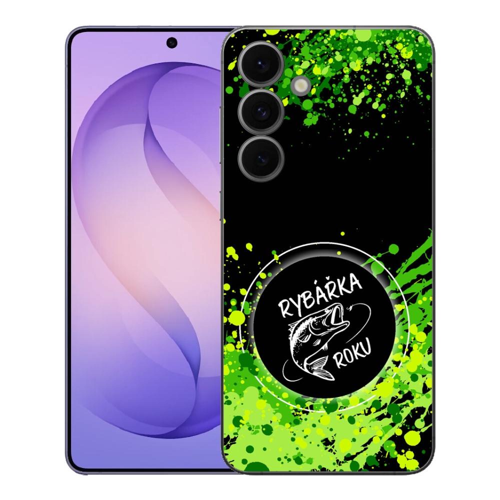 mmCase géltok a Samsung Galaxy S26 FE-hez – „Az év horgásznője” fekete háttérrel