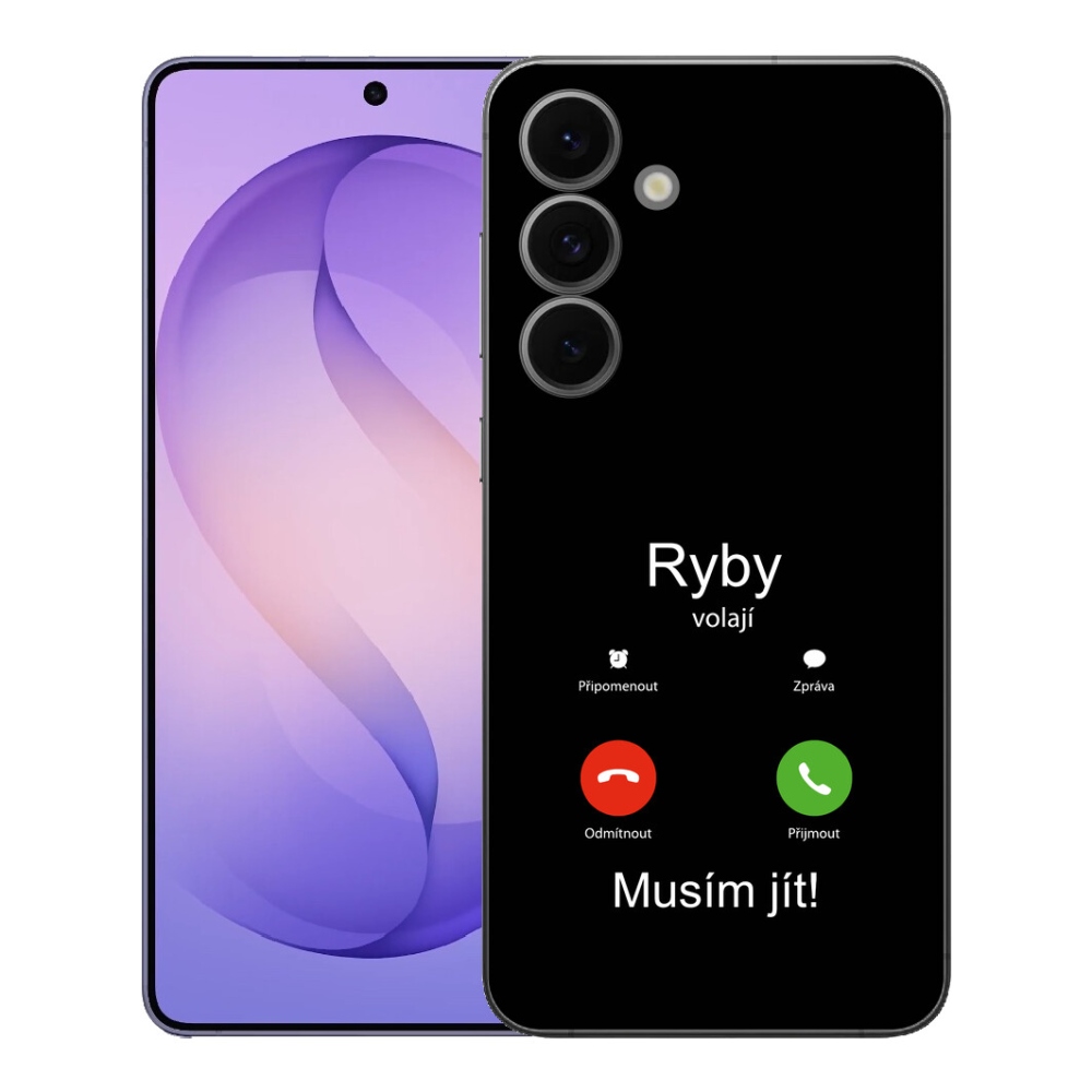mmCase gél tok a Samsung Galaxy S26 FE-hez – „A halak hívnak” fekete háttérrel