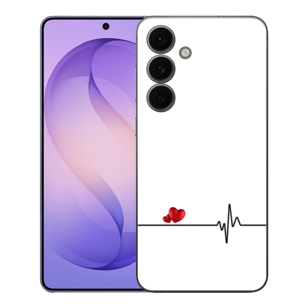 mmCase géltok a Samsung Galaxy S26 FE-hez – szív és pulzus fehér háttérrel
