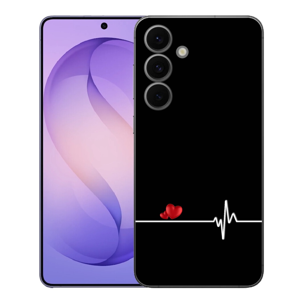 mmCase géltok a Samsung Galaxy S26 FE-hez – szív és pulzus fekete háttérrel