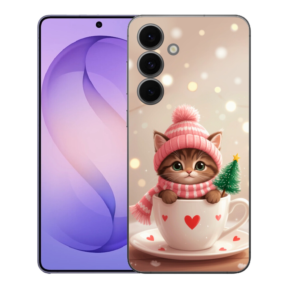 mmCase gél tok a Samsung Galaxy S26 FE-hez – karácsonyi cica csészében