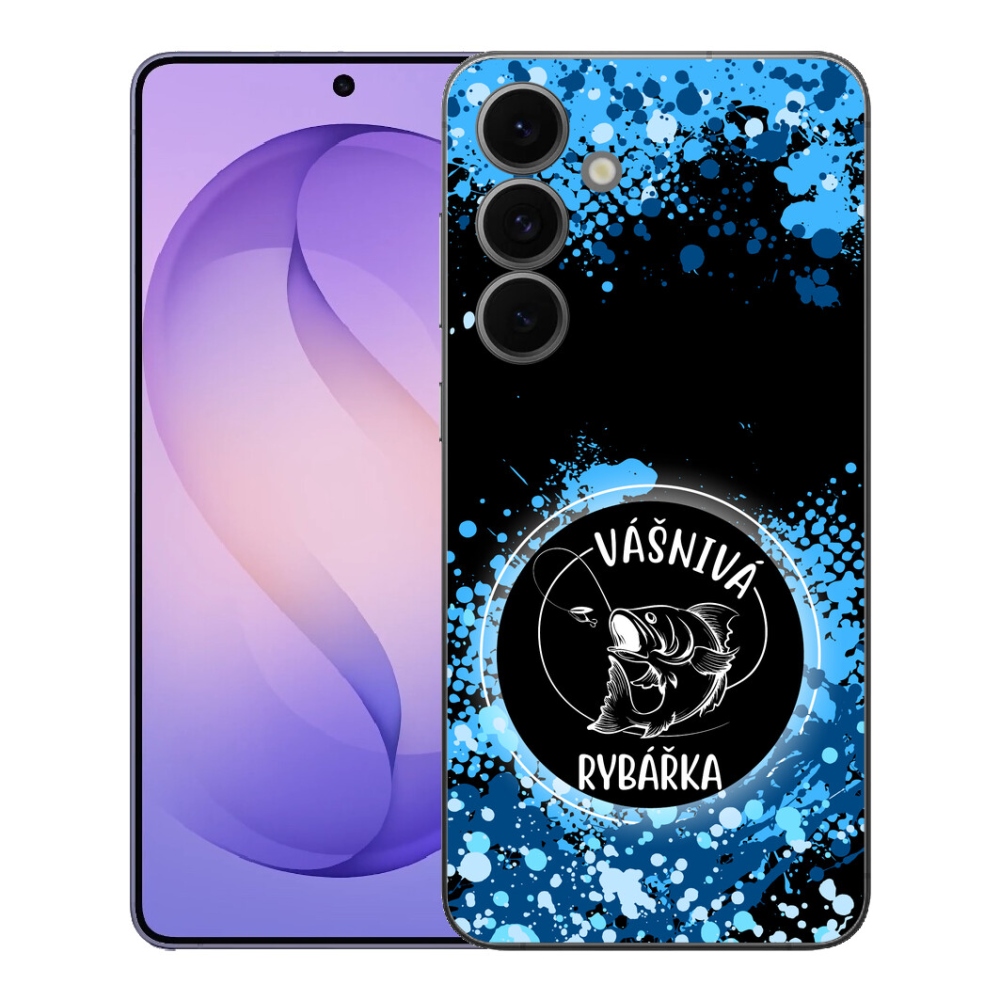 mmCase géltok a Samsung Galaxy S26 FE-hez – szenvedélyes horgász, fekete háttérrel