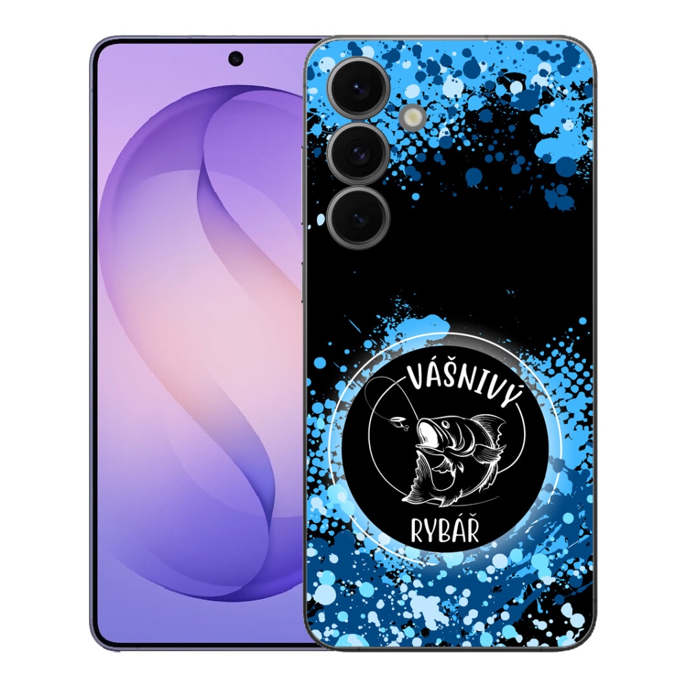 mmCase gél tok a Samsung Galaxy S26 FE-hez – szenvedélyes horgász, fekete háttérrel