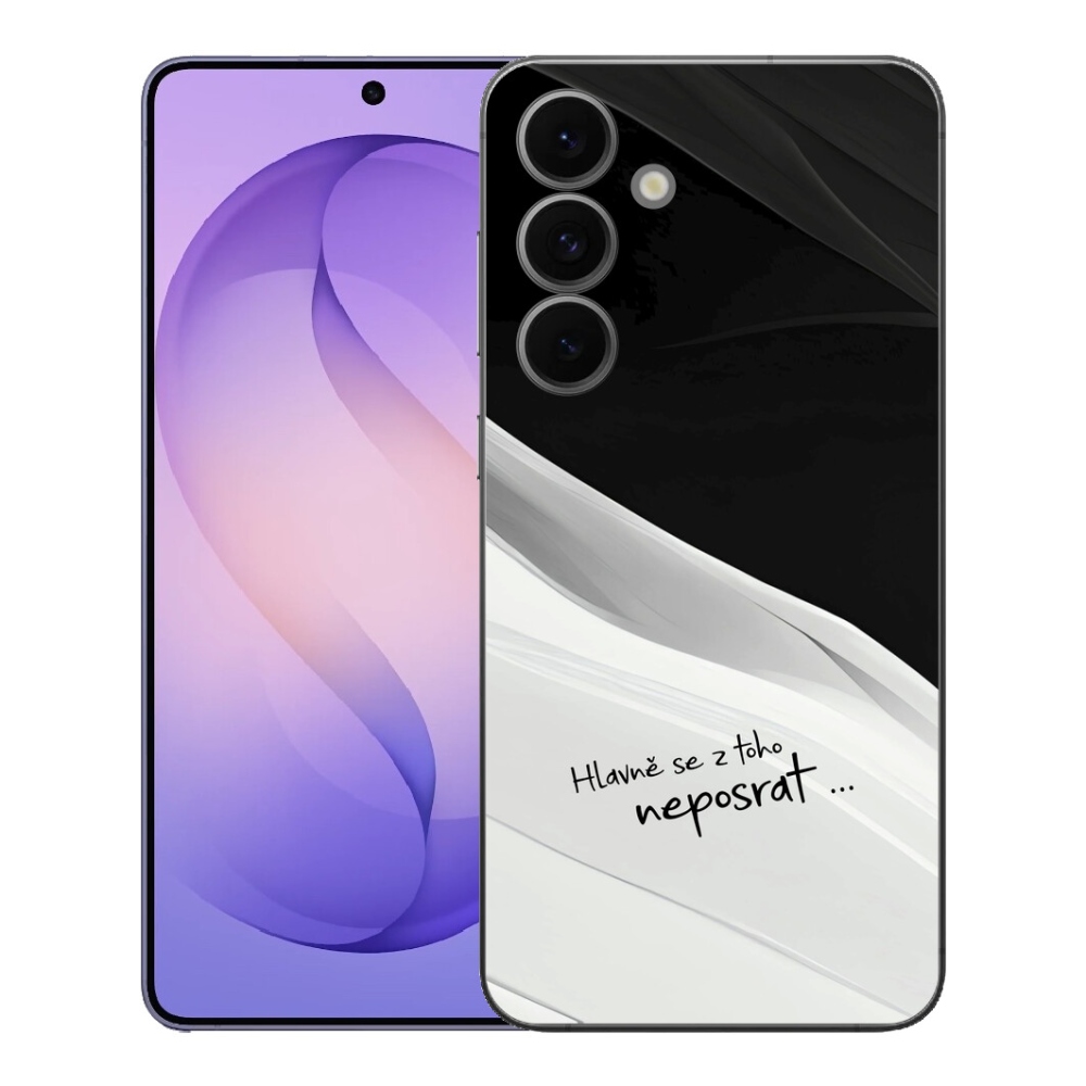 mmCase géltok a Samsung Galaxy S26 FE-hez – vicces szöveg, 13 fekete-fehér háttér