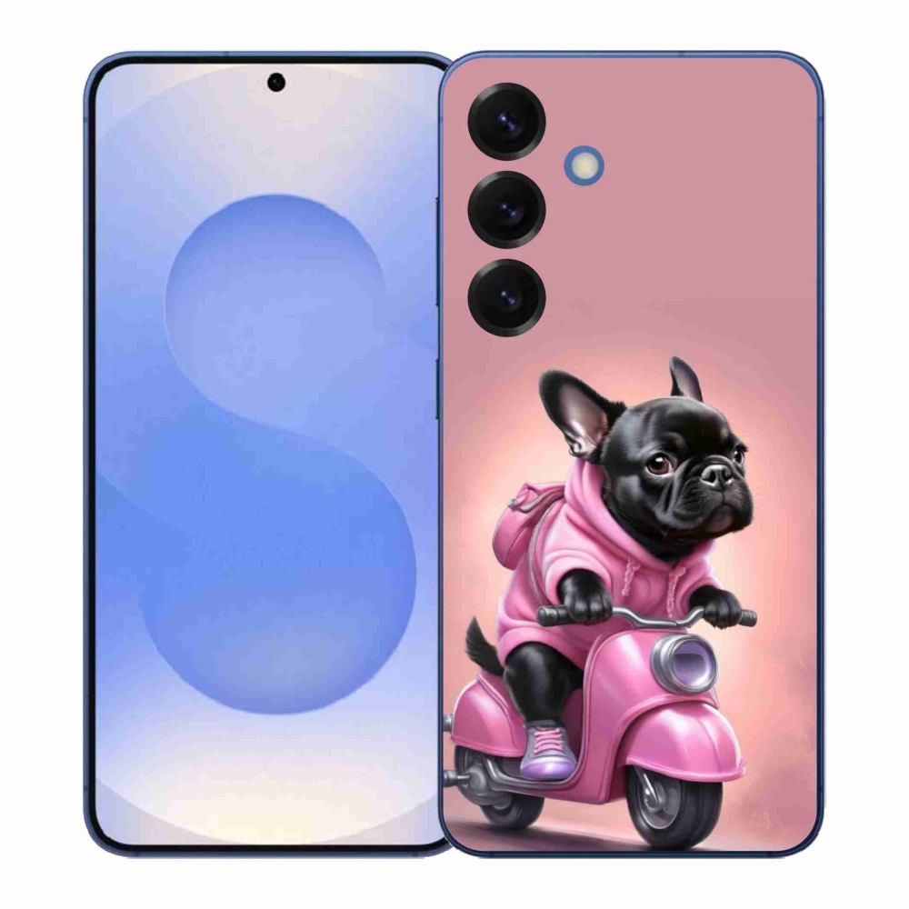 Gél borítás mmCase Samsung Galaxy S26+ készülékhez - Francia bulldog egy robogón