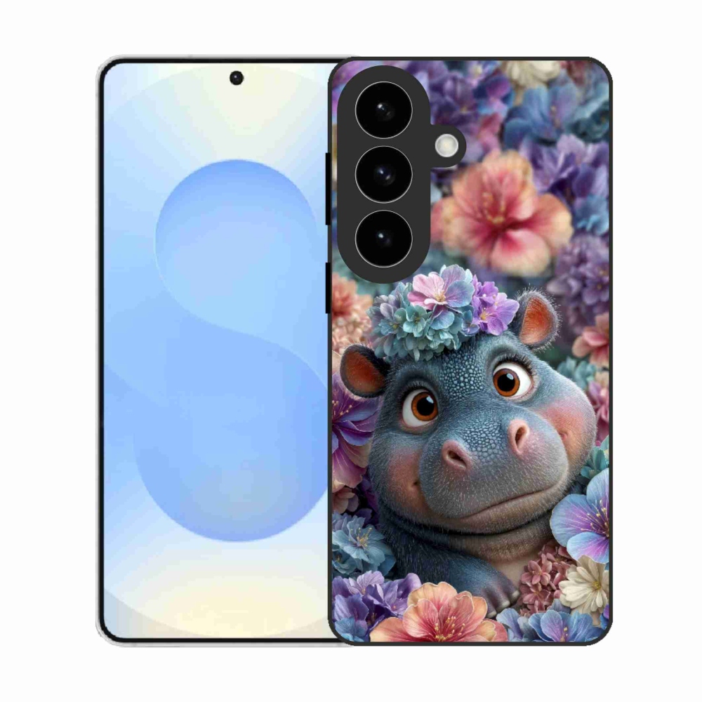 Zselés borítás mmCase Samsung Galaxy S26 készülékhez - víziló virágokban