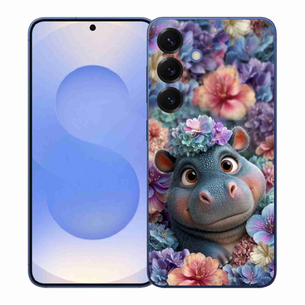 Zselés borítás mmCase Samsung Galaxy S26+ készülékhez - víziló virágokban