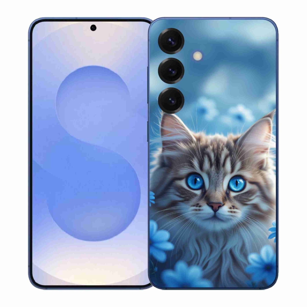 Gél védőhuzat mmCase Samsung Galaxy S26+ készülékhez - kék virágos kiscica