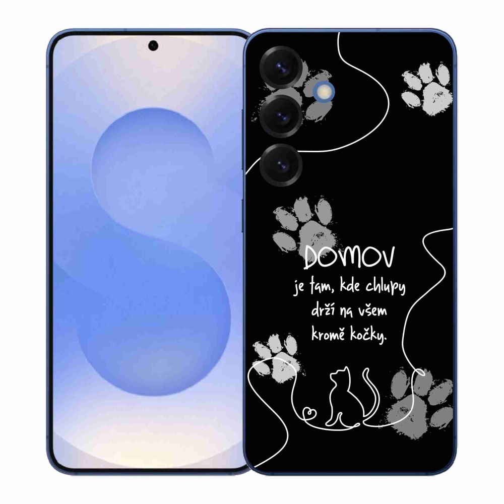 Gél borítás mmCase Samsung Galaxy S26+ készülékhez - macska motívum fekete háttérrel