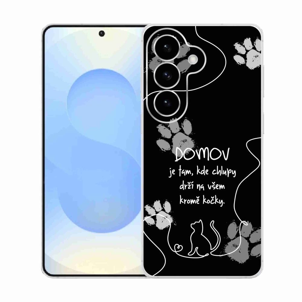 Gél borítás mmCase Samsung Galaxy S26 készülékhez - macska motívum fekete háttérrel