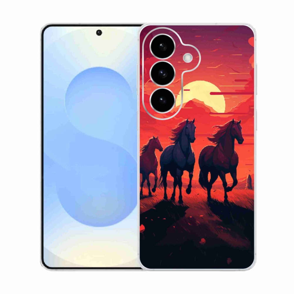 Gél borítás mmCase Samsung Galaxy S26 - lovak és naplemente