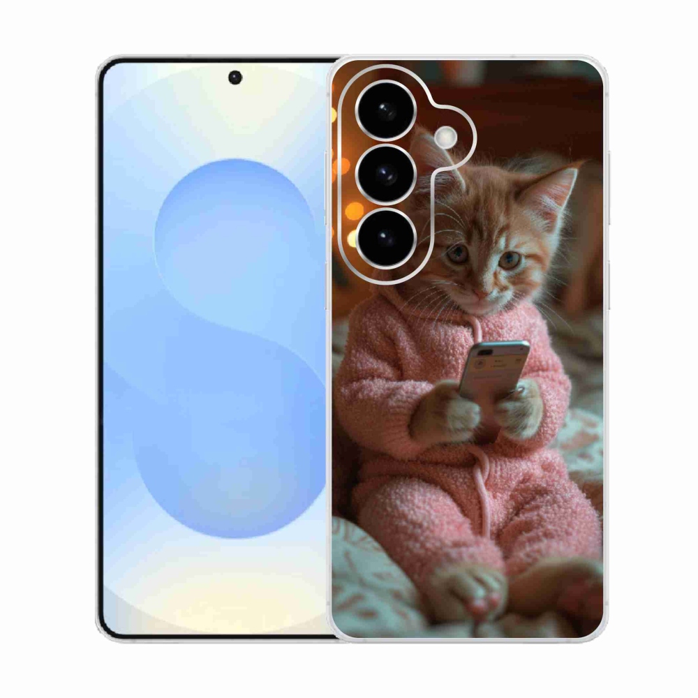 Gél borító mmCase Samsung Galaxy S26 - babe with mobile - zselés borító mmCase Samsung Galaxy S26 készülékhez