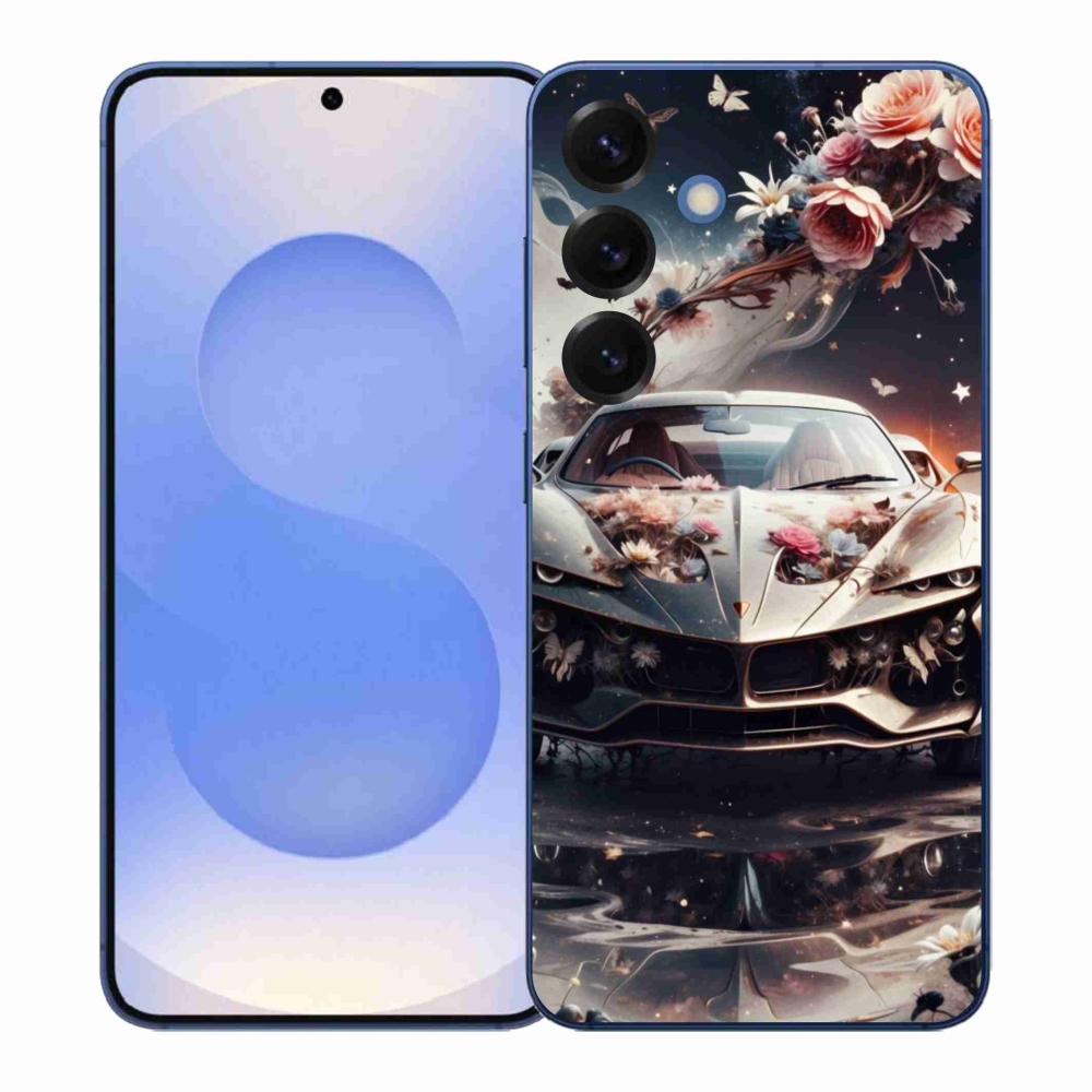 Gél borítás mmCase Samsung Galaxy S26+ - virágos sportkocsihoz