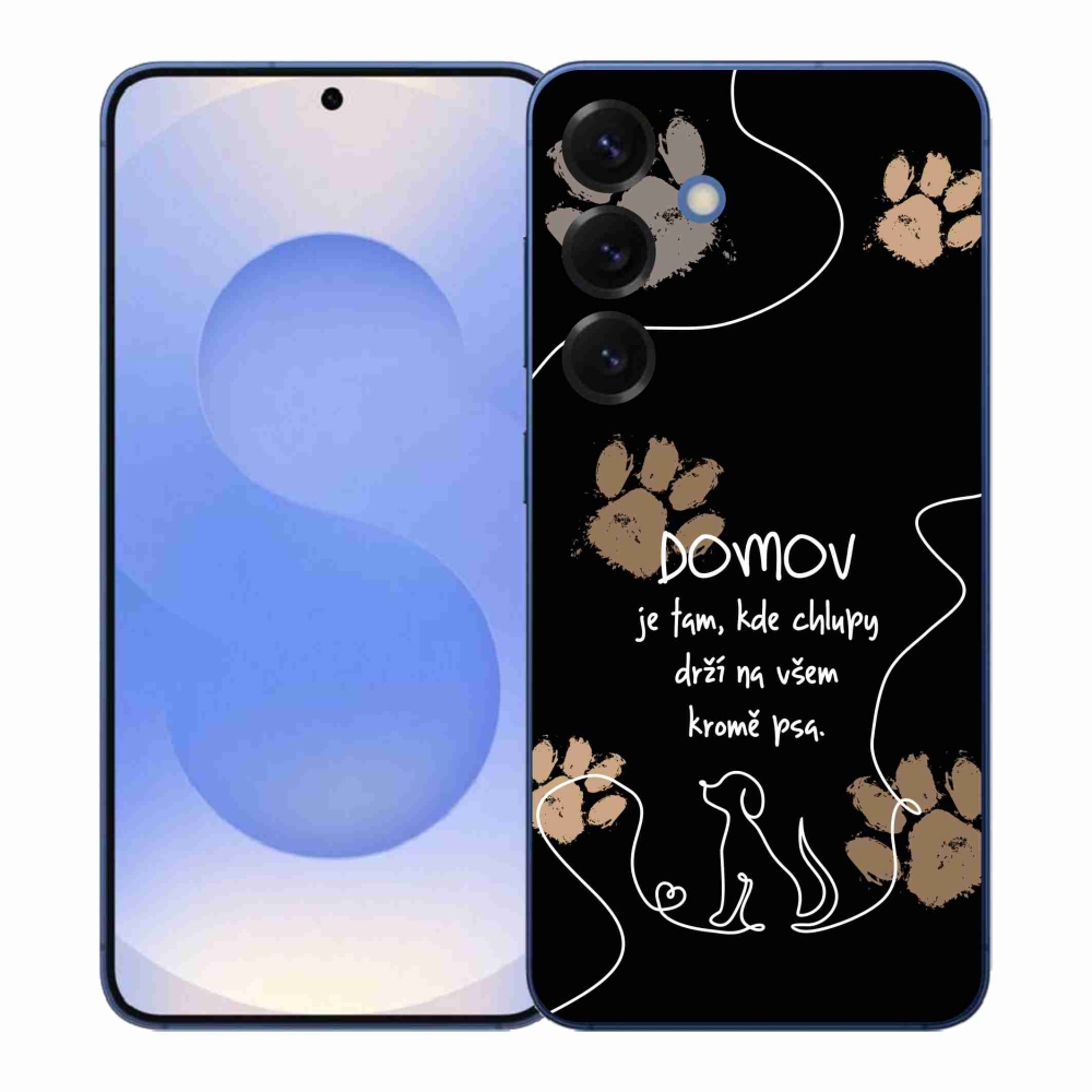 Gél borítás mmCase Samsung Galaxy S26+ készülékhez - kutya motívum fekete háttérrel