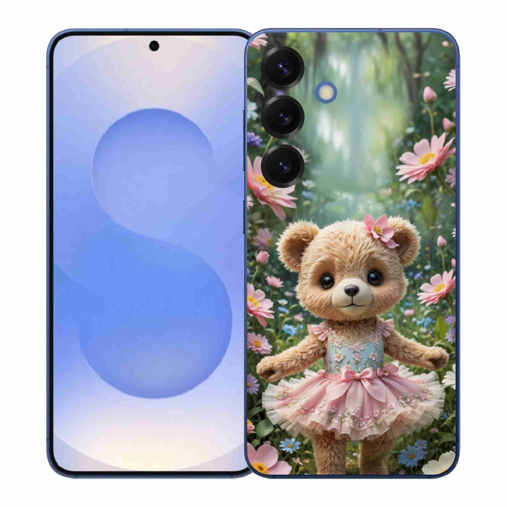 Gél borítás mmCase Samsung Galaxy S26+ készülékhez - aranyos mackó virágokkal