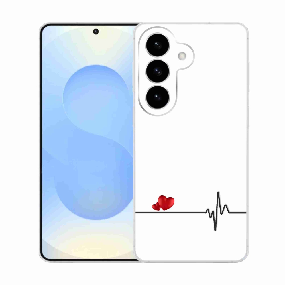 Gél borító mmCase Samsung Galaxy S26 készülékhez - szív és szívverés fehér háttérrel