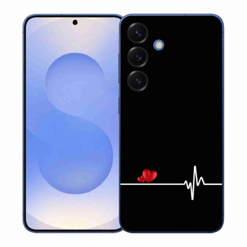 Gél borító mmCase Samsung Galaxy S26+ készülékhez - szív és szívverés fekete háttérrel