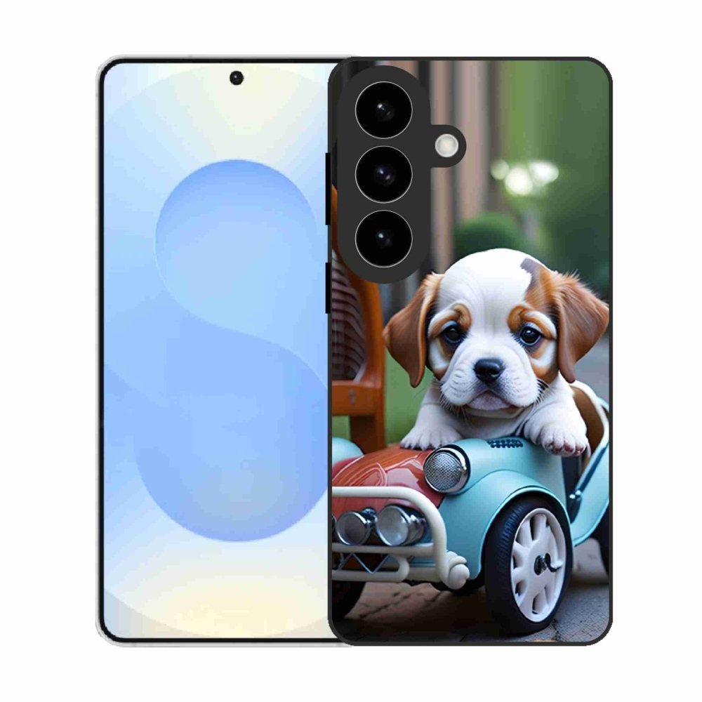 Gél borítás mmCase Samsung Galaxy S26 - kiskutya retro autóban