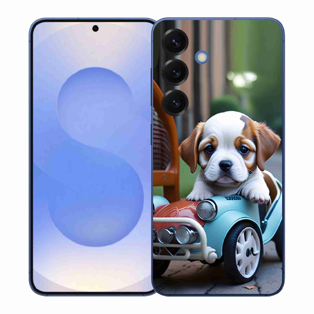 Gél borítás mmCase Samsung Galaxy S26+ - kiskutya retro autóban