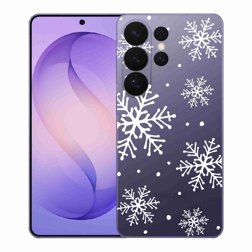 Gél borítás mmCase Samsung Galaxy S26 Ultra - fehér pelyhek átlátszó háttéren