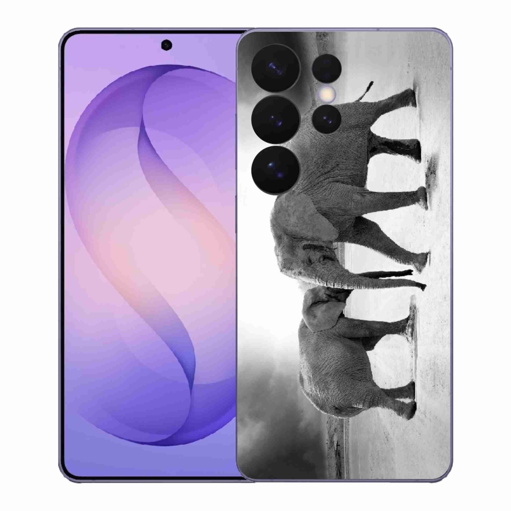 Gél borítás mmCase Samsung Galaxy S26 Ultra készülékhez - fekete és fehér elefántok